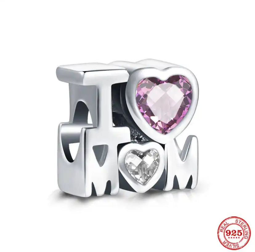 İ love mom gümüş charm