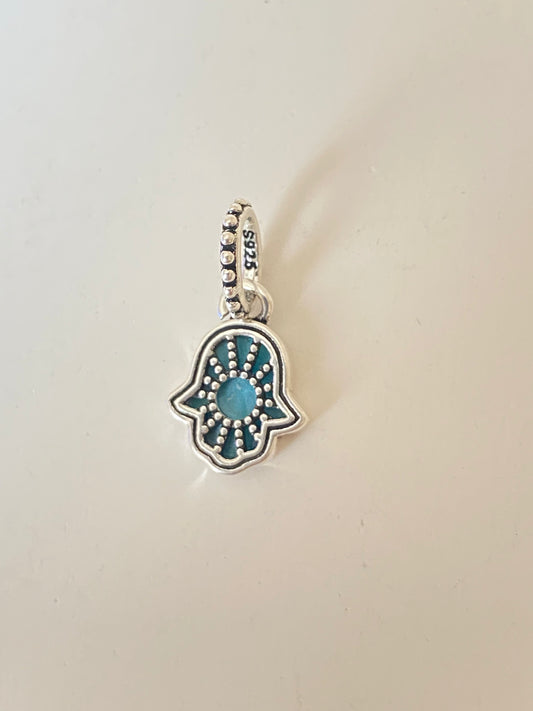 Turkuaz hamsa gümüş charm